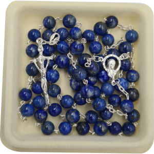 Różaniec z lapis lazuli na srebrze – elegancja i modlitwa