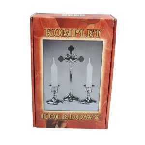 Metalowy komplet kolędowy tradycyjny z miską i kropidłem do święconej wody