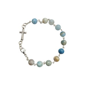 Bransoletka Różaniec Agat  Smocze Żyły Niebieski