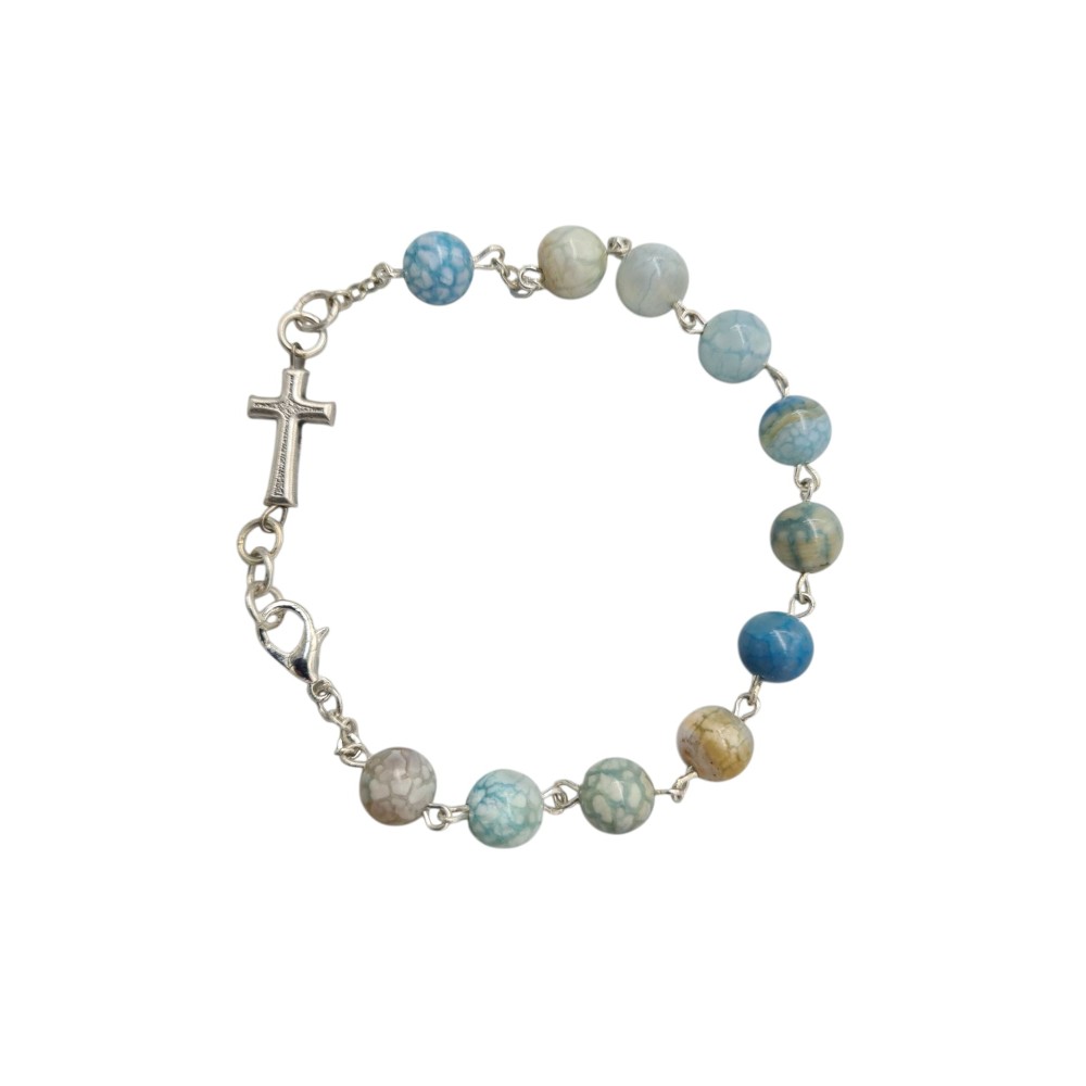 Bransoletka Różaniec Agat  Smocze Żyły Niebieski Bransoletka Różaniec Agat  Smocze Żyły Niebieski