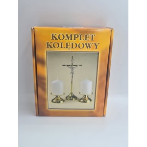 Metalowy komplet kolędowy z miską i kropidłem do święconej wody