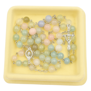 Różaniec z Kamienia Jubilerskiego Morganit na srebrze - Sklep iwonex.biz.pl