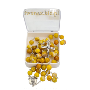 Różaniec z kamienia smoczej żyły żółty – elegancja i modlitwa