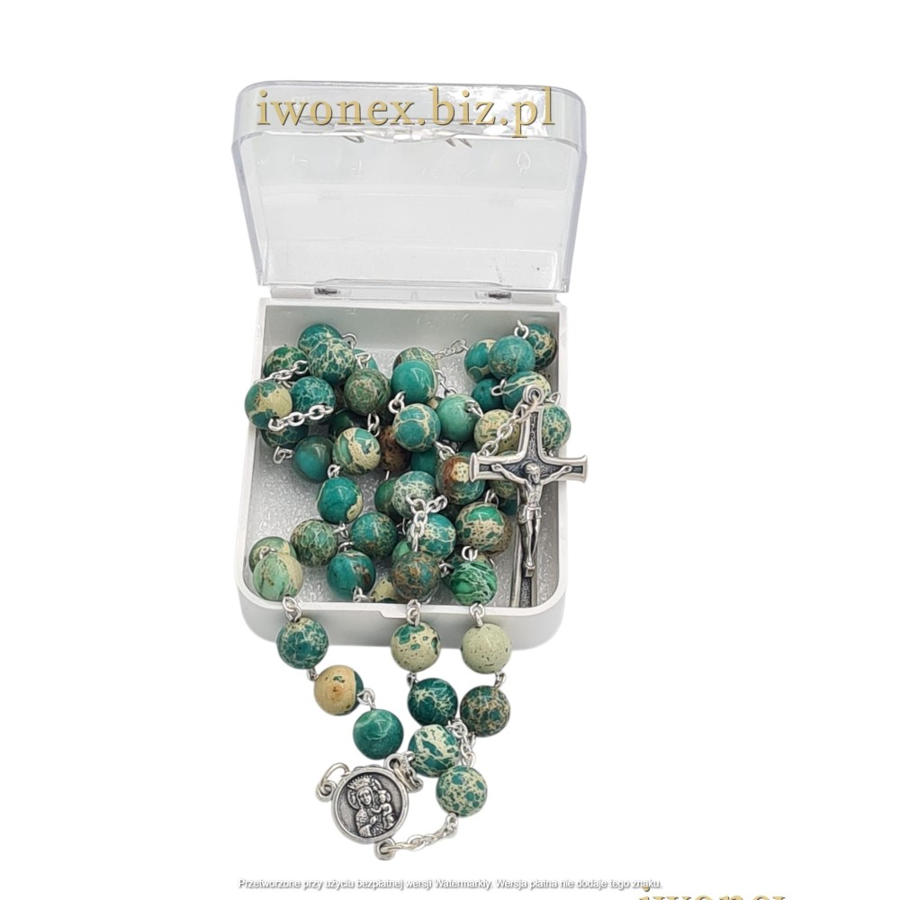 Różaniec zielony – kamień cesarski | Sklep katolicki Różaniec zielony – kamień cesarski | Sklep katolicki
