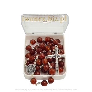 Różaniec z Kamienia Agat Wstęgowy Czerwony