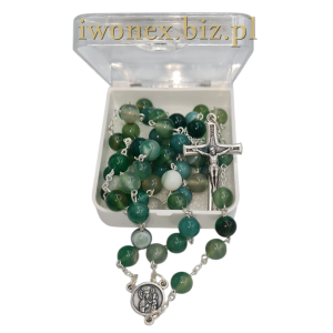 „Różaniec z zielonego agatu wstęgowego – modlitwa i piękno w wierze katolickiej”