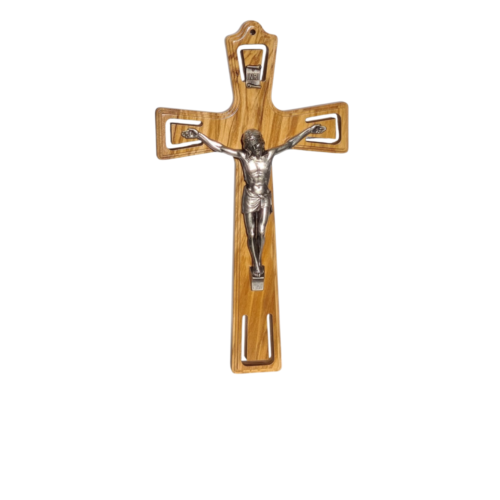 Krzyż z drewna oliwnego 25,7×14 cm – duży krzyż z Betlejem | Iwonex